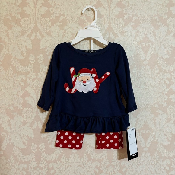 NWT Rare Too Cute Christmas Santa Girl Two Piece Outfit Size 3-6 Months - Picture 1 of 5